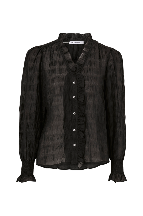 co’couture - Bluse Structurecc Line Frill Shirt - Sort - 42