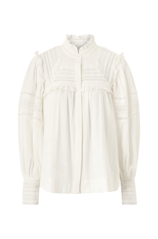 By Malina - Bluse Riley Embroidery Detailed Blouse - Hvid - 36