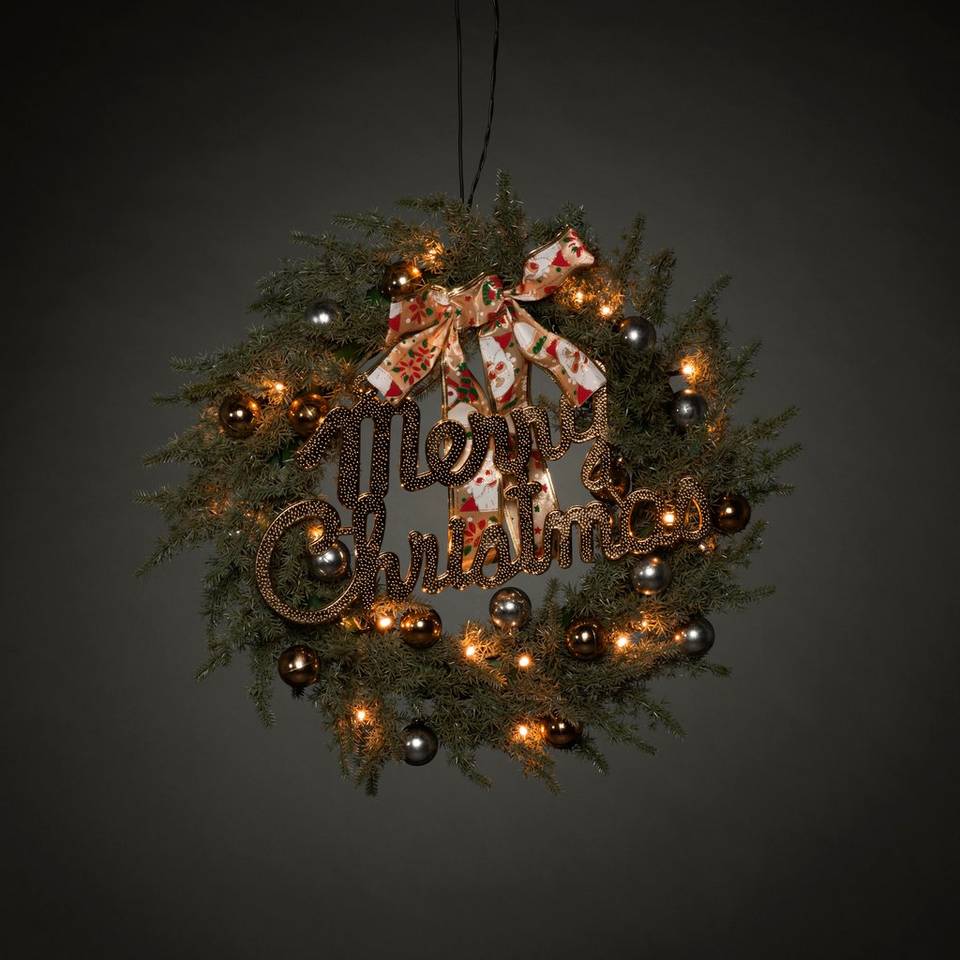 Konstsmide Batteridriven grankrans 25 LED ⌀ 40 cm, grön från Konstsmide, bild 2