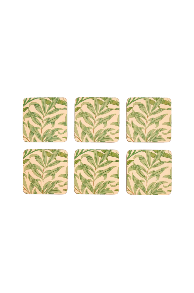Glasunderlägg Morris & Co Willow Bough Green 6-pack