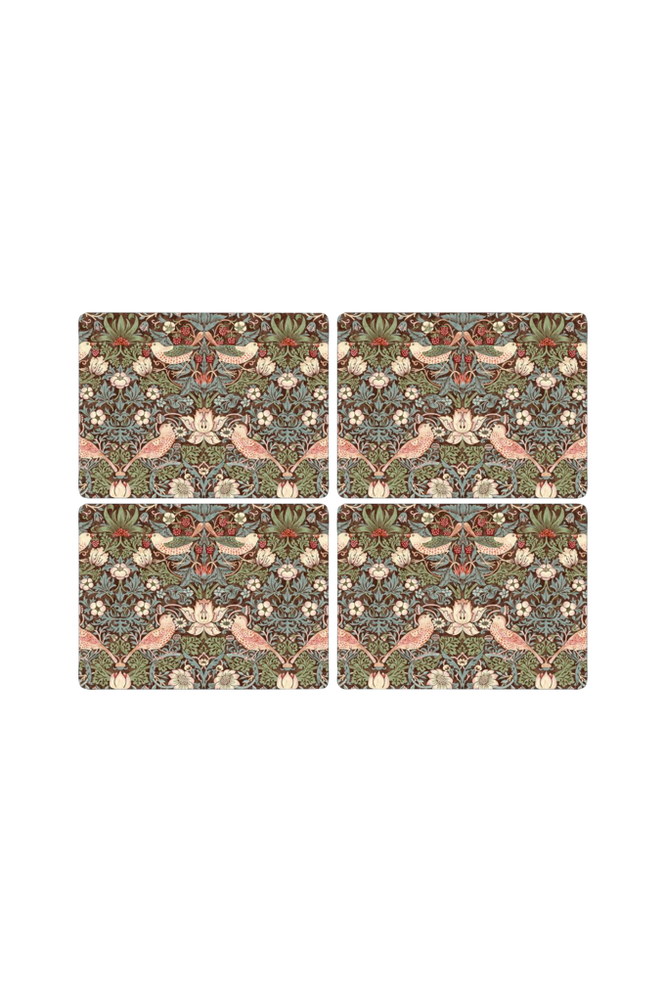 Bordsunderlägg Morris & Co Strawberry Thief Brown 4-pack