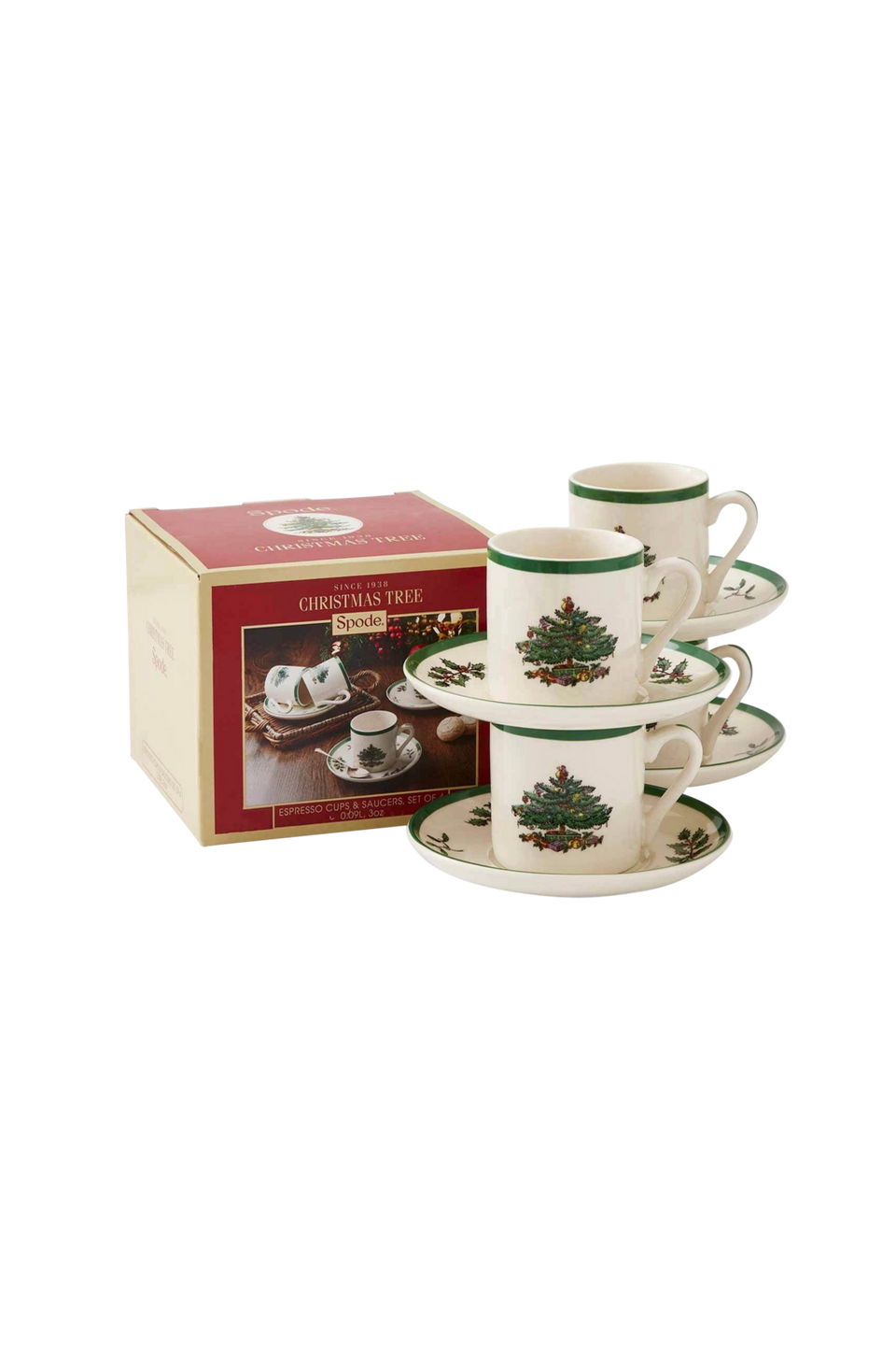 Spode Set med 4 espressokoppar med fat Christmas Tree, vit från Spode, bild 5