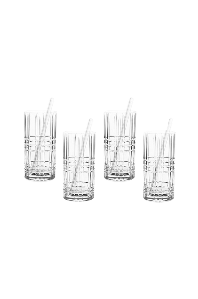 Longdrinkglass med sugerør Tastes Good 44,5 cl, sett i 5 deler