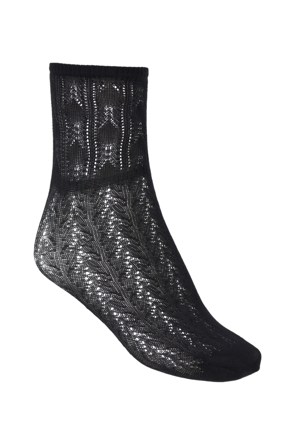 Swedish Stockings  - Strømper Erica Crochet Socks - Sort - ONE SIZE