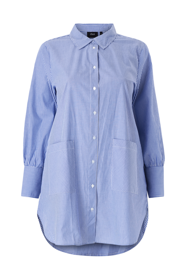 Zizzi - Skjorte mTasnim L/S Shirt - Blå - 46/48