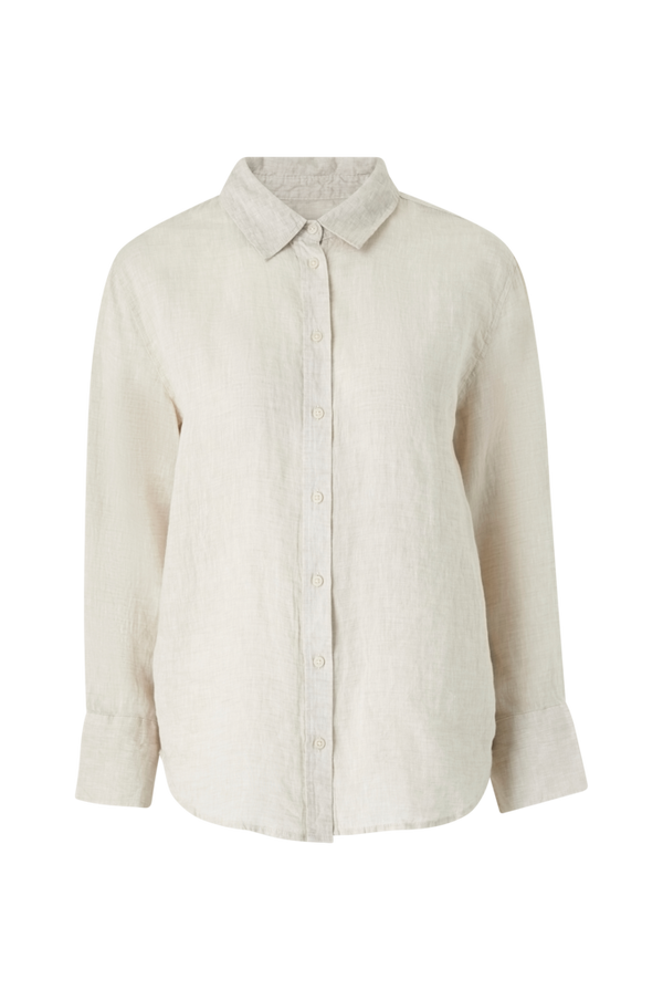 Gina Tricot - Hørskjorte Linen Shirt - Beige - 40/42 - Skjorter - Tøj til  kvinder (32211310)