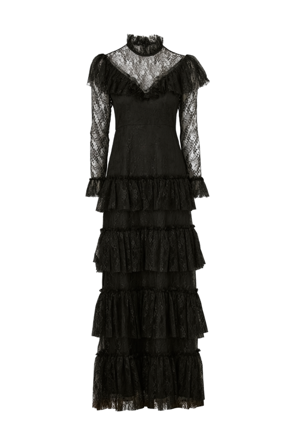 By Malina - Maxi kjole Joelle Long Sleeve Lace Maxi Dress - Sort - 42