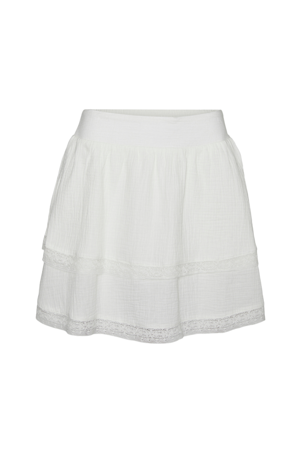 Vero Moda - Volantnederdel vmNatali HW Short Lace Skirt Wvn - Hvid - 36/38
