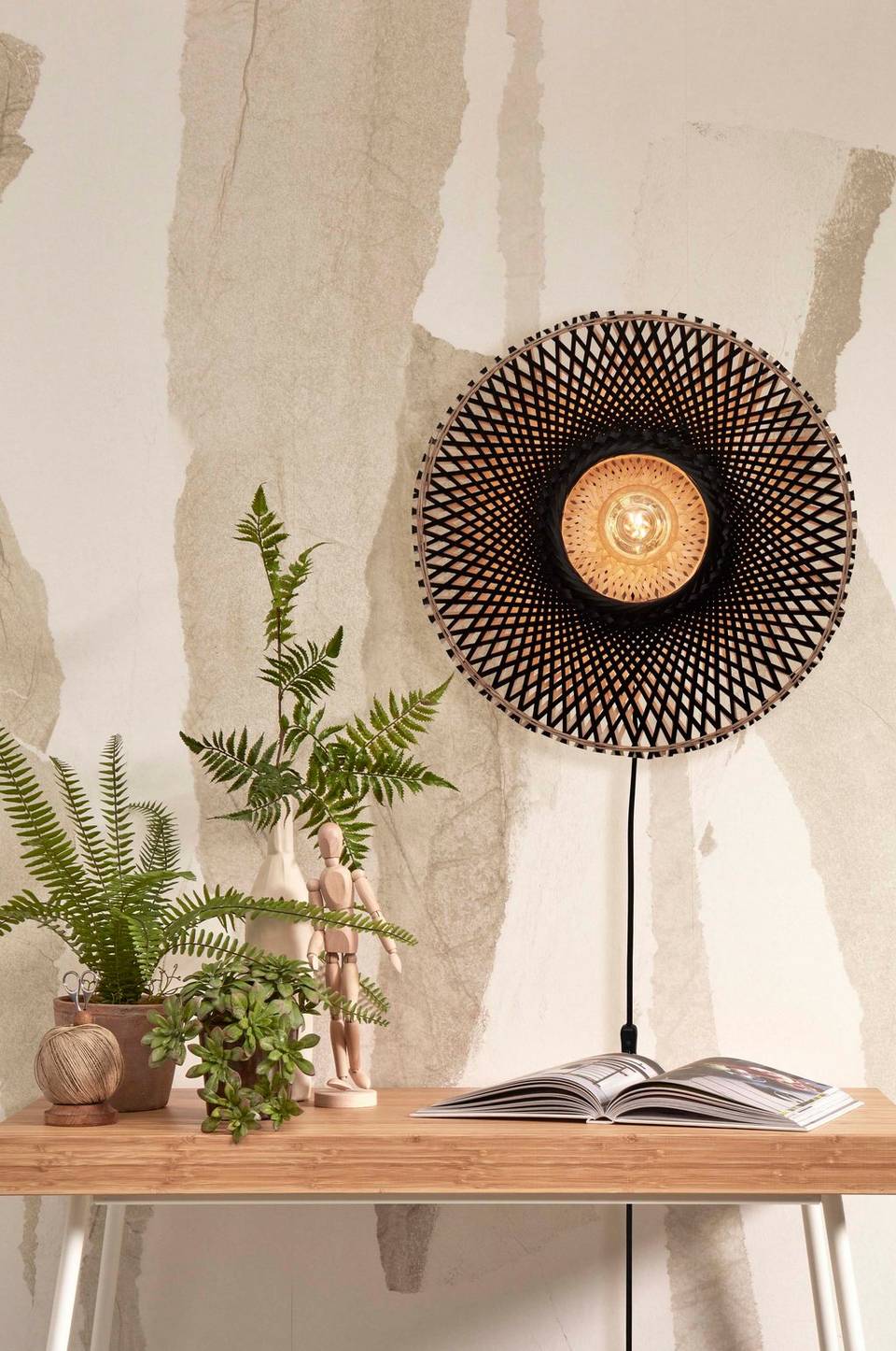 Good&Mojo Vägglampa omvänd Kalimantan 40x12 cm, svart från Good&Mojo, bild 2