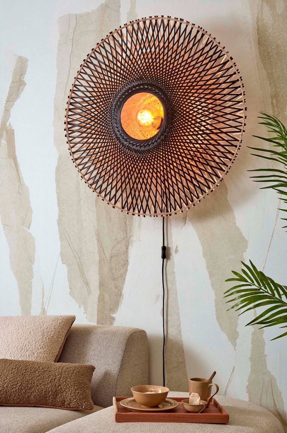 Good&Mojo Vägglampa omvänd Kalimantan 87x20 cm, svart från Good&Mojo, bild 2