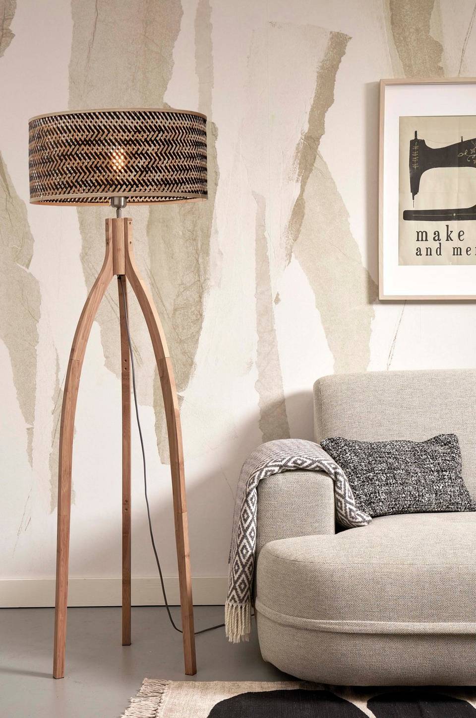 Good&Mojo Golvlampa 3 ben Java, natur från Good&Mojo, bild 5