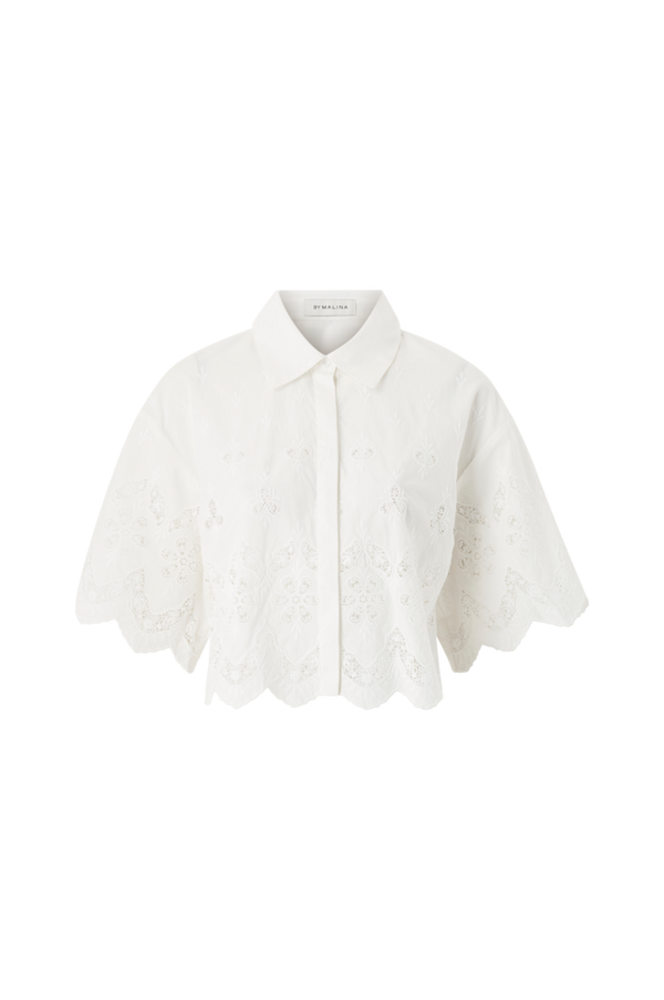 By Malina - Bluse Bibi Short Sleeve Embroidered Blouse - Hvid - 36