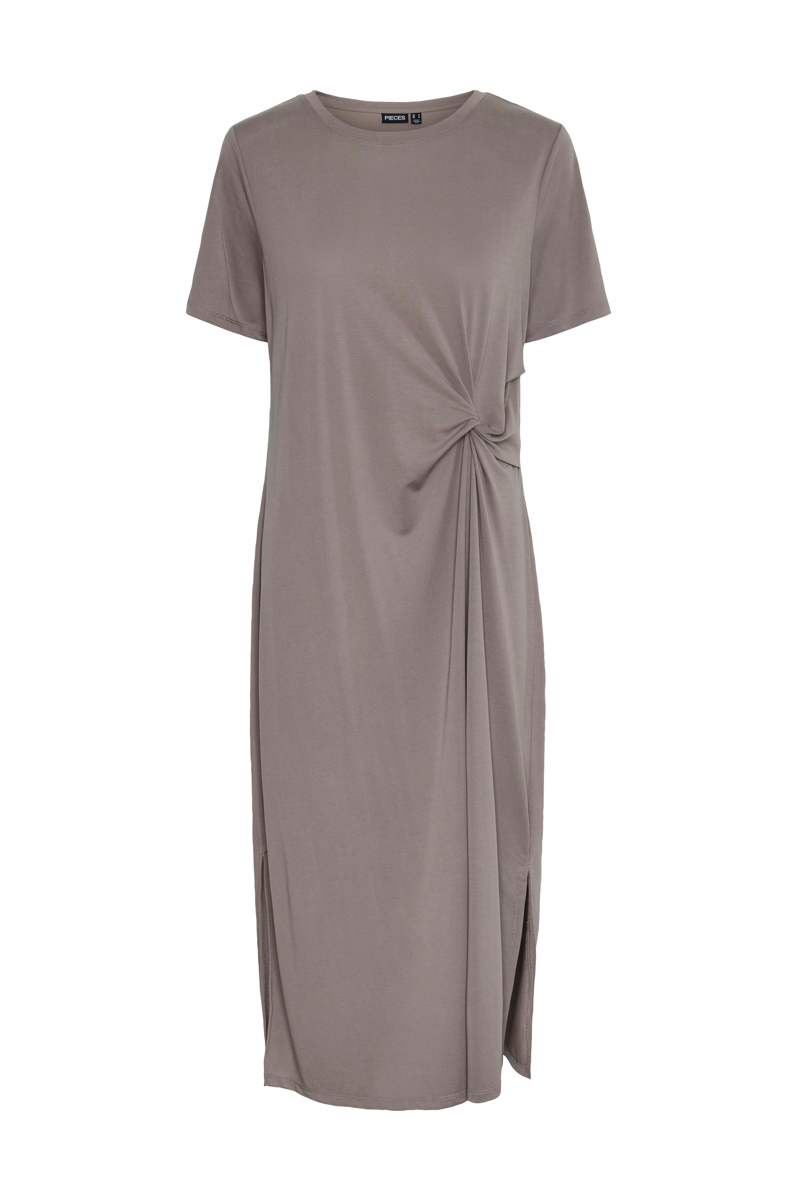 PIECES Damen Knotenkleid – Langarm, Figurbetont, Mit V-Ausschnitt