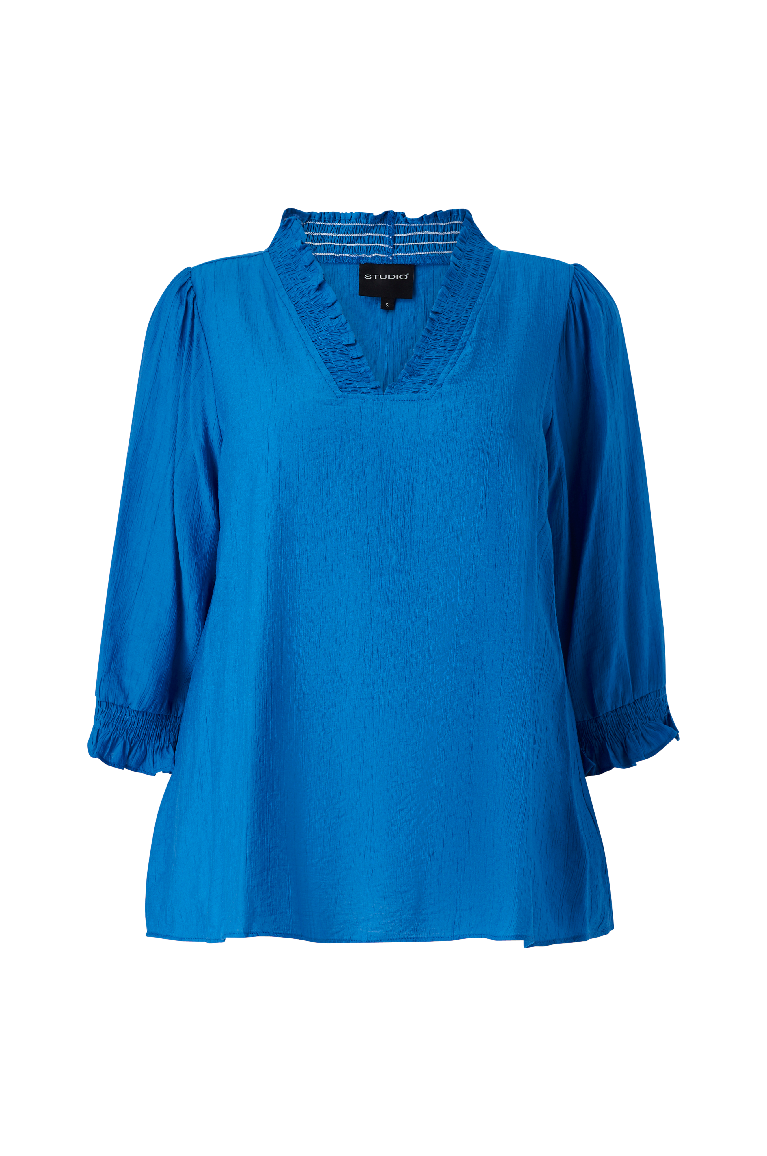 Studio Blus sFeodora Blouse With Smock Neck - Blå - Blusar | Ellos.se