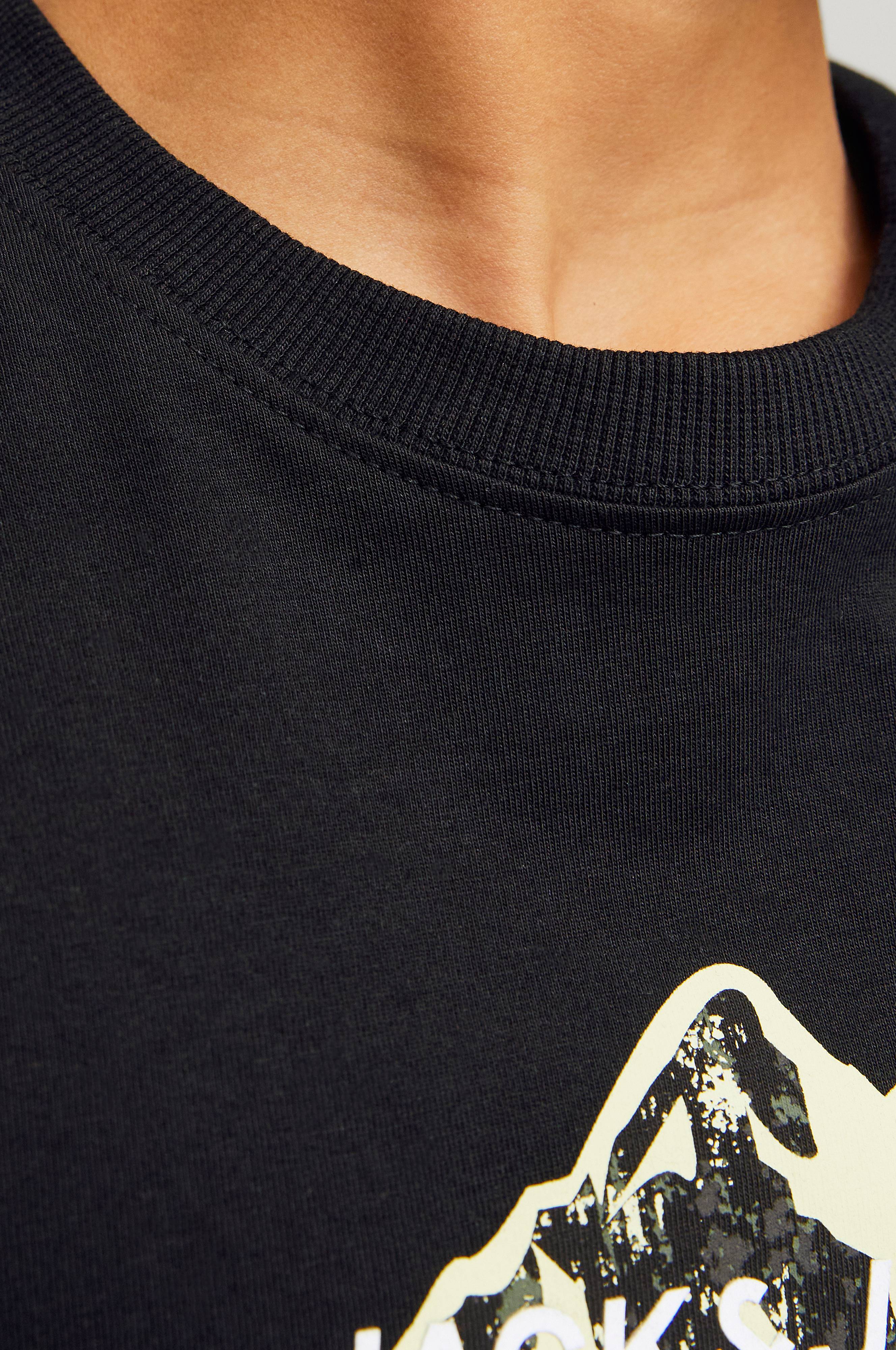 Jack & Jones ELOGO SS O NECK - T-Shirt print - mountain view/dunkelgrün