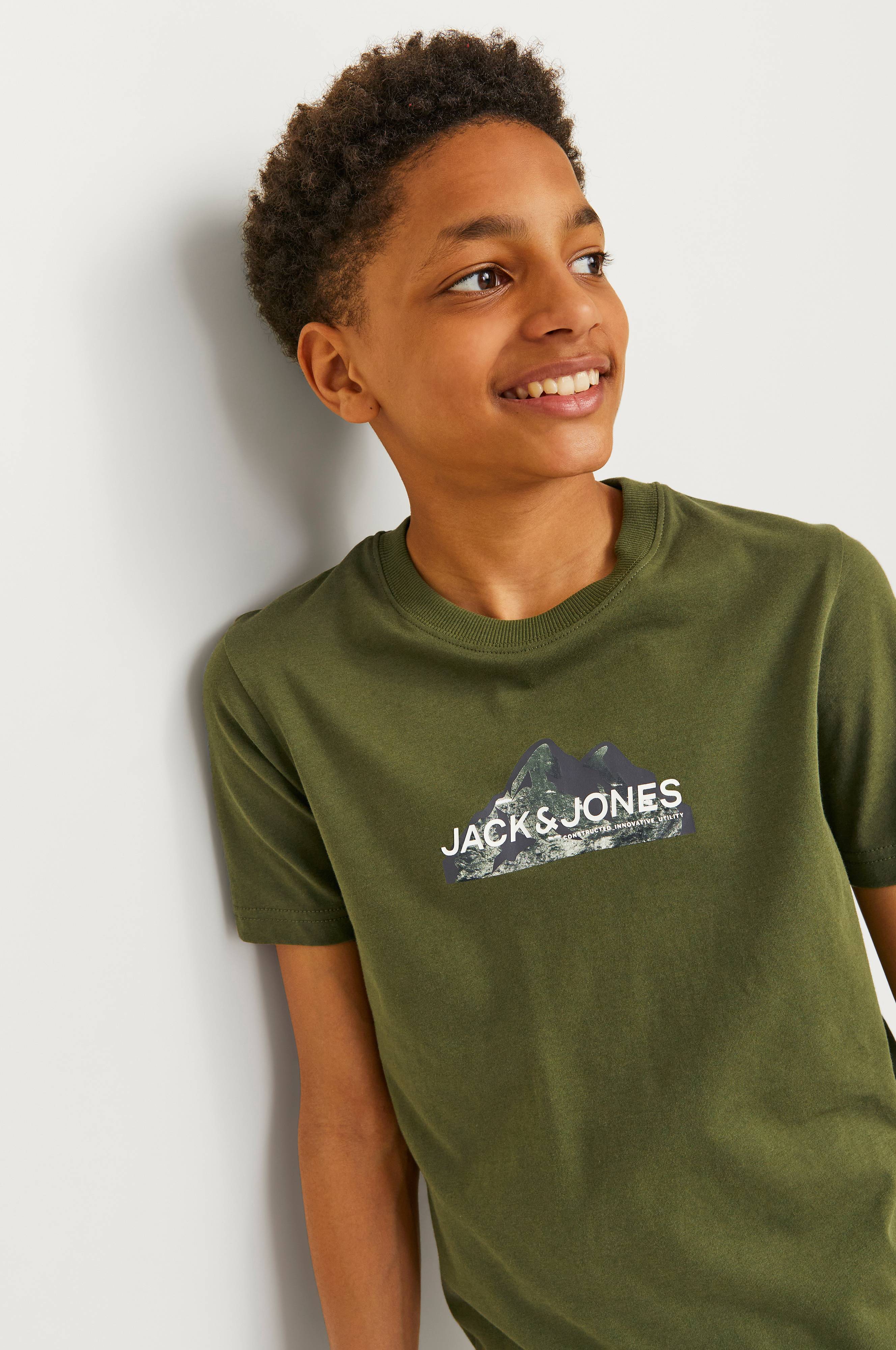 T-Shirt Uomo JACK & JONES Jcomountain Logo Tee - Girocollo Corto, Cotone Leggero