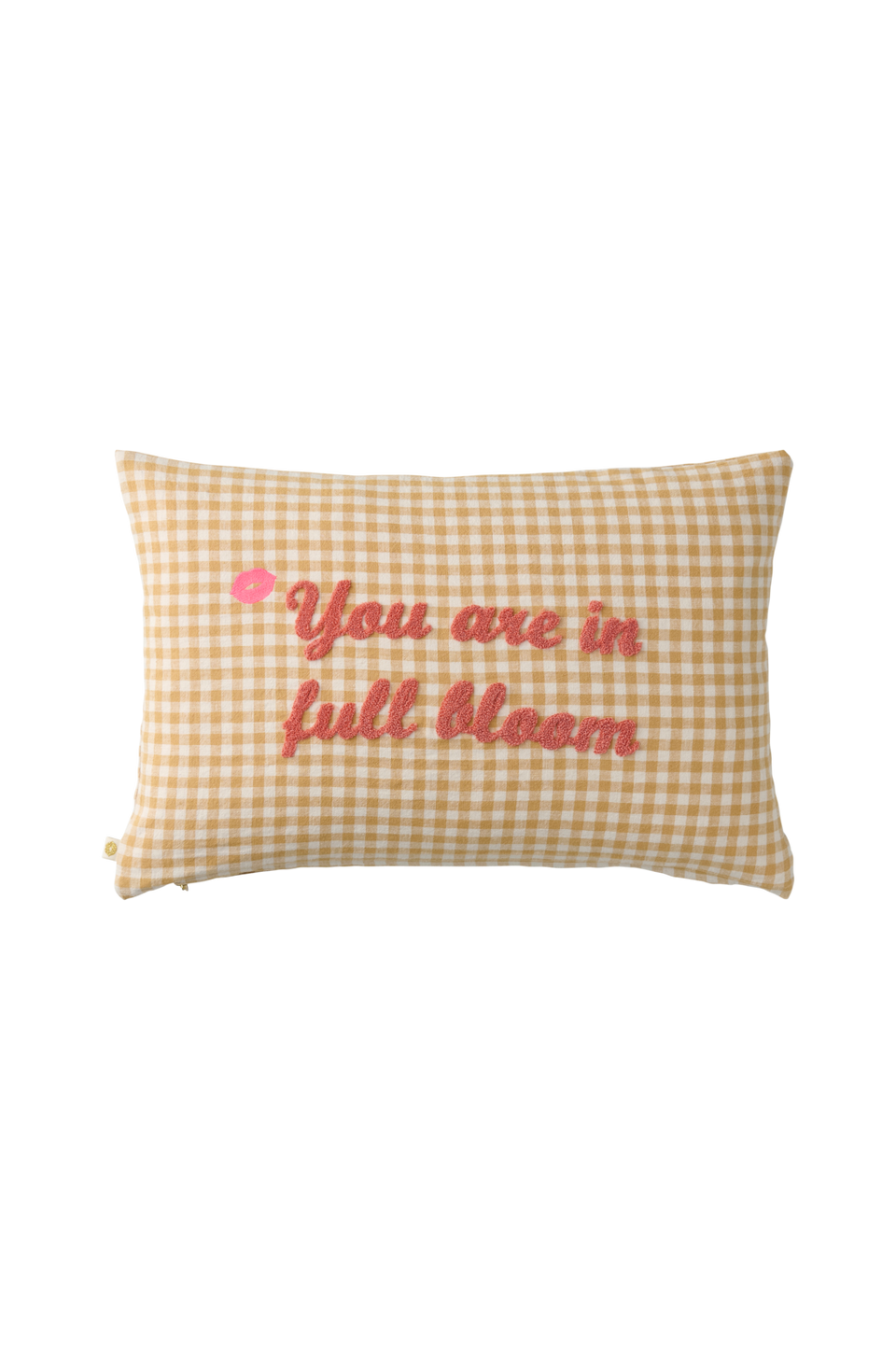 Ellos Home Kuddfodral Elly Check Cushioncover i återvunnet halvlinne, gul från Ellos Home, bild 2