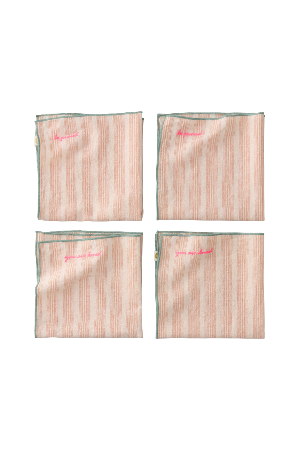 Ellos Home Servetter Elly Stripe i återvunnet halvlinne 4-pack, rosa från Ellos Home, bild 2