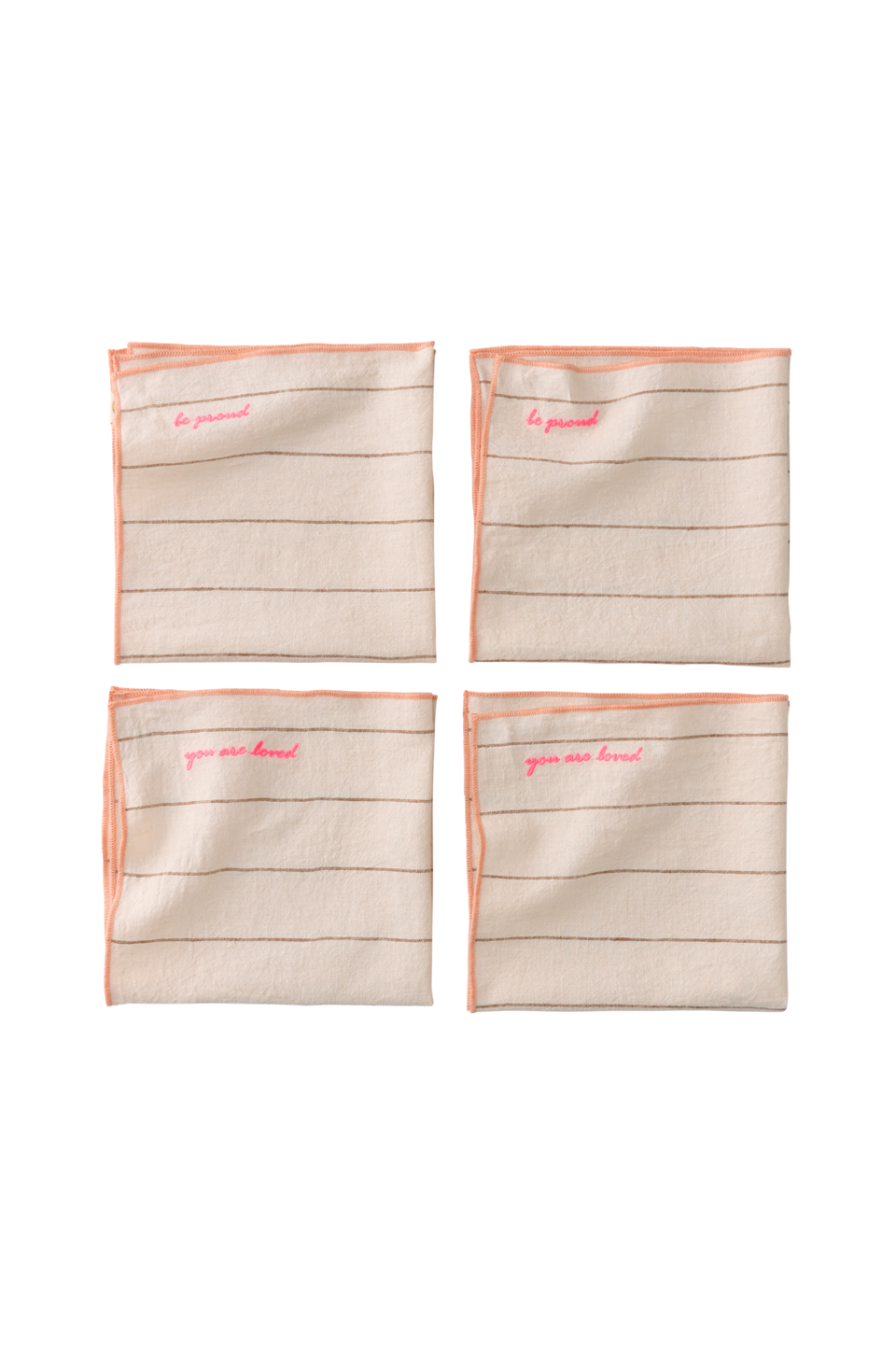 Ellos Home Servetter Elly Thin Stripe i återvunnet halvlinne 4-pack, brun från Ellos Home, bild 2