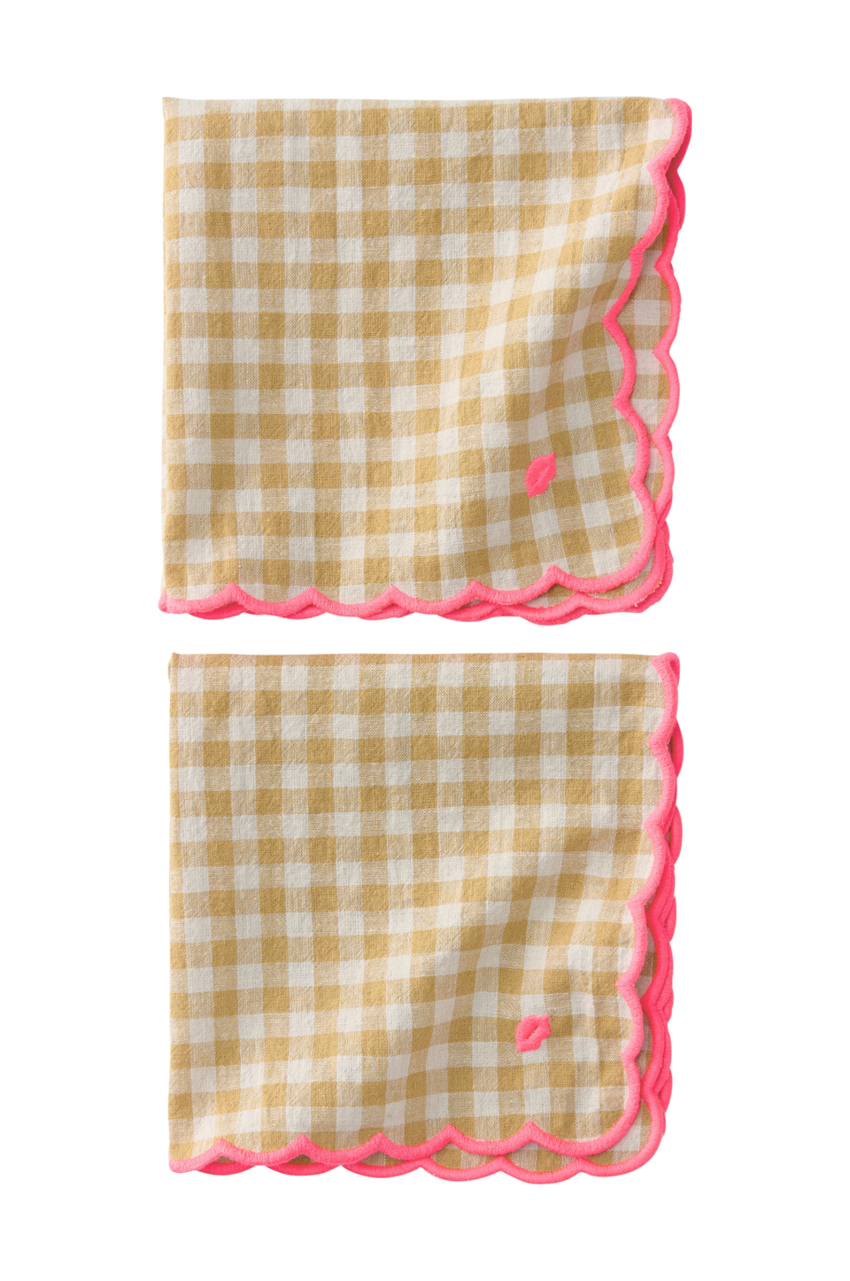 Ellos Home Servetter Elly Check i återvunnet halvlinne 2-pack, gul från Ellos Home, bild 2