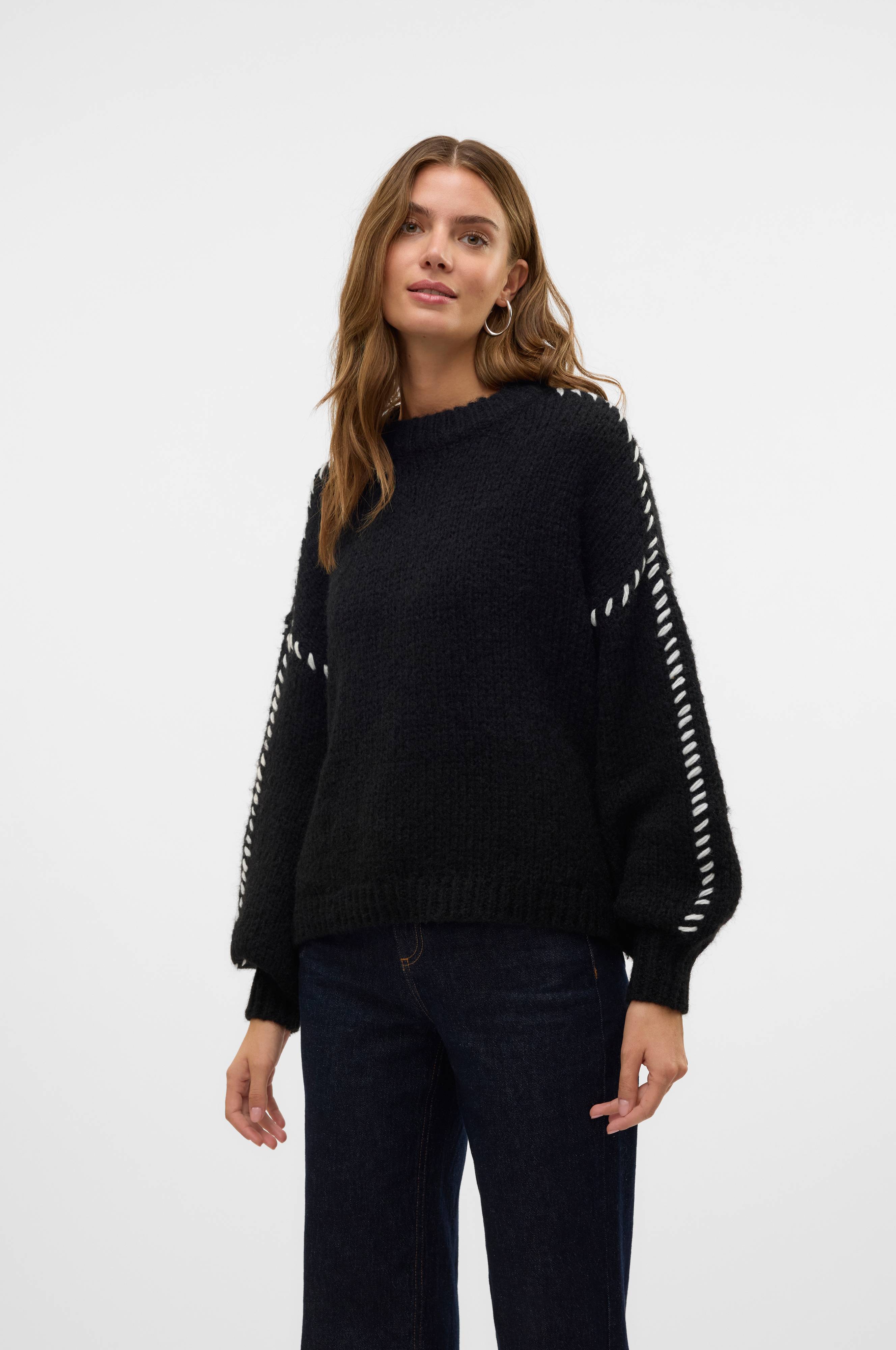 VERO MODA Vmdaisy Emb Ls O-Neck Pullover Boo, navy blazer