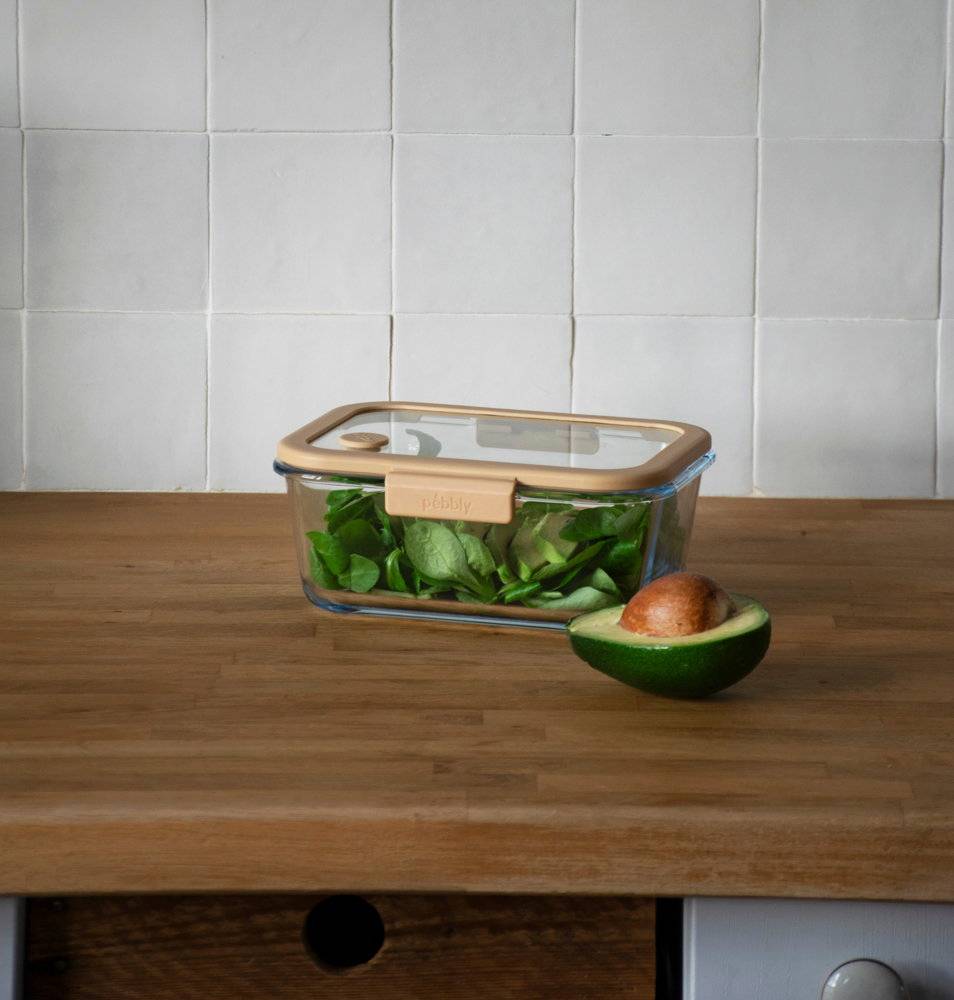 Pebbly Rektangulär glasburk med glaslock och vakuumlock 1200 ml, transparent från Pebbly, bild 5