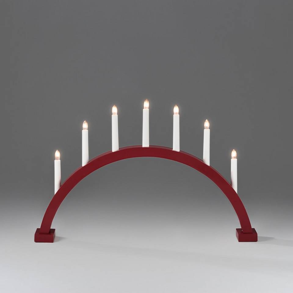 Konstsmide Ljusstake trä 38,5cm, röd från Konstsmide, bild 2