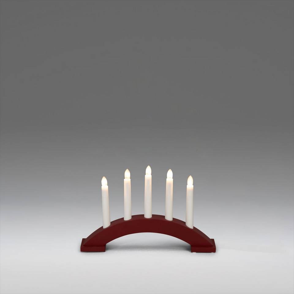 Konstsmide Ljusstake trä 5 glödlampor 21,5cm, röd från Konstsmide, bild 2