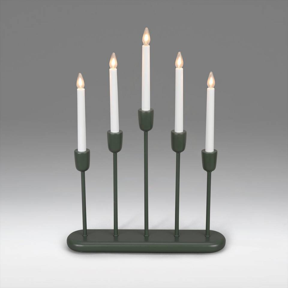 Konstsmide Ljusstake trä/metall 5 LED 53,5cm, grön från Konstsmide, bild 2