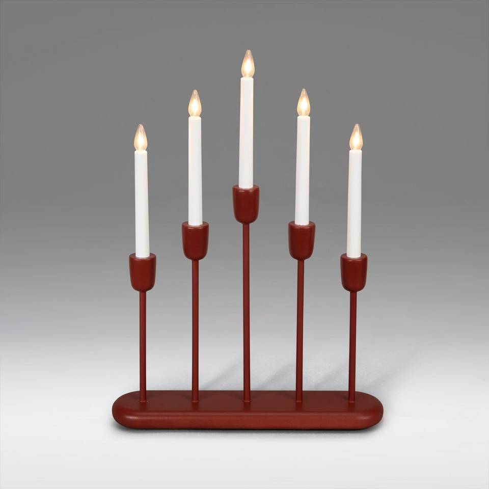 Konstsmide Ljusstake trä/metall 5 LED 53,5cm, röd från Konstsmide, bild 5
