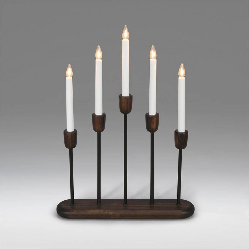 Konstsmide Ljusstake trä/metall 5 LED 53,5cm, svart från Konstsmide, bild 5