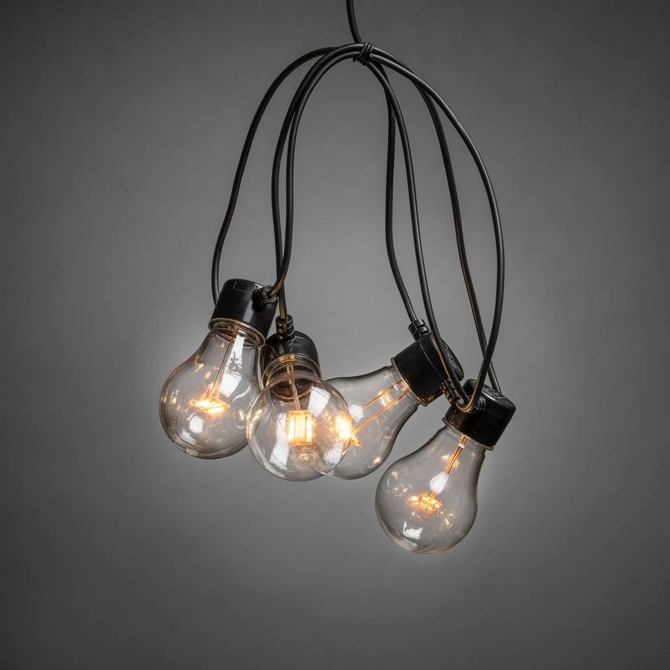 Konstsmide Lightset 5 kl. glödlampor, B/O, LED 200cm, svart från Konstsmide, bild 2