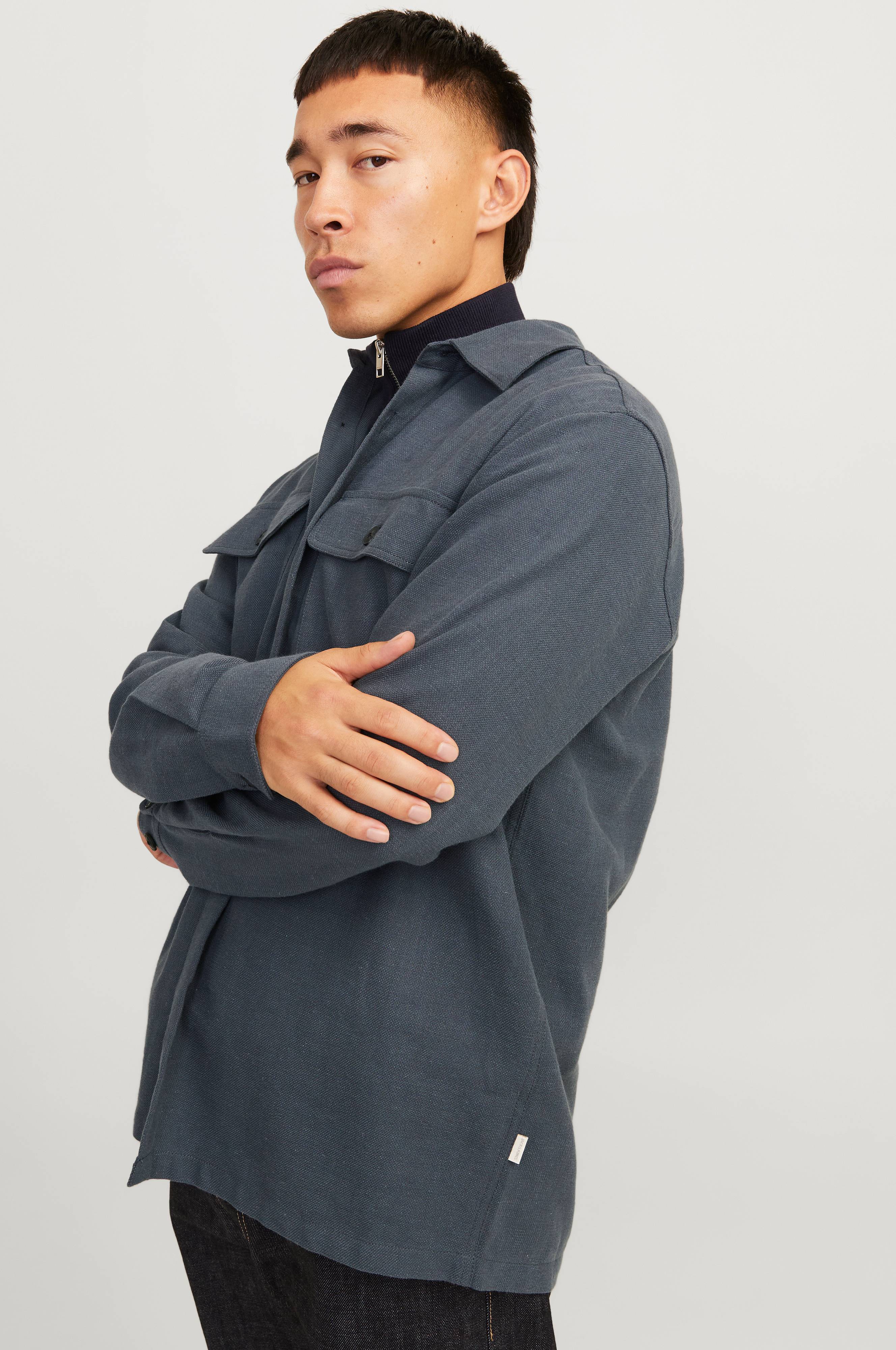 JACK & JONES Jprraymond Melange Solid Ls Overshirt Sn Chemise à Manches Longues pour Homme, Cypress/Fit : Coupe Confortable, S