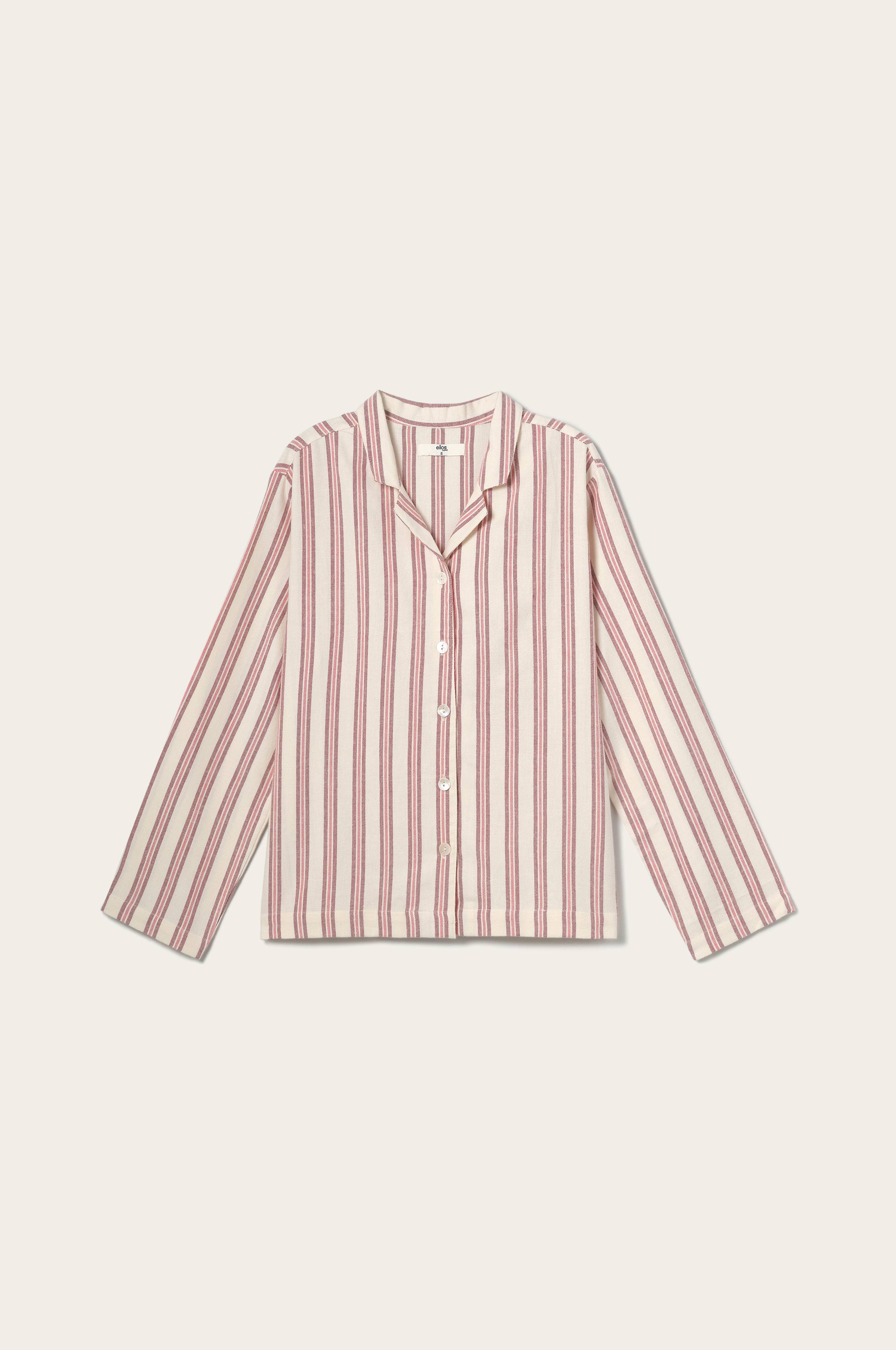 Ellos Pyjamasskjorta Valerie Thin Stripe Long Sleeve - Röd - Homewear ...