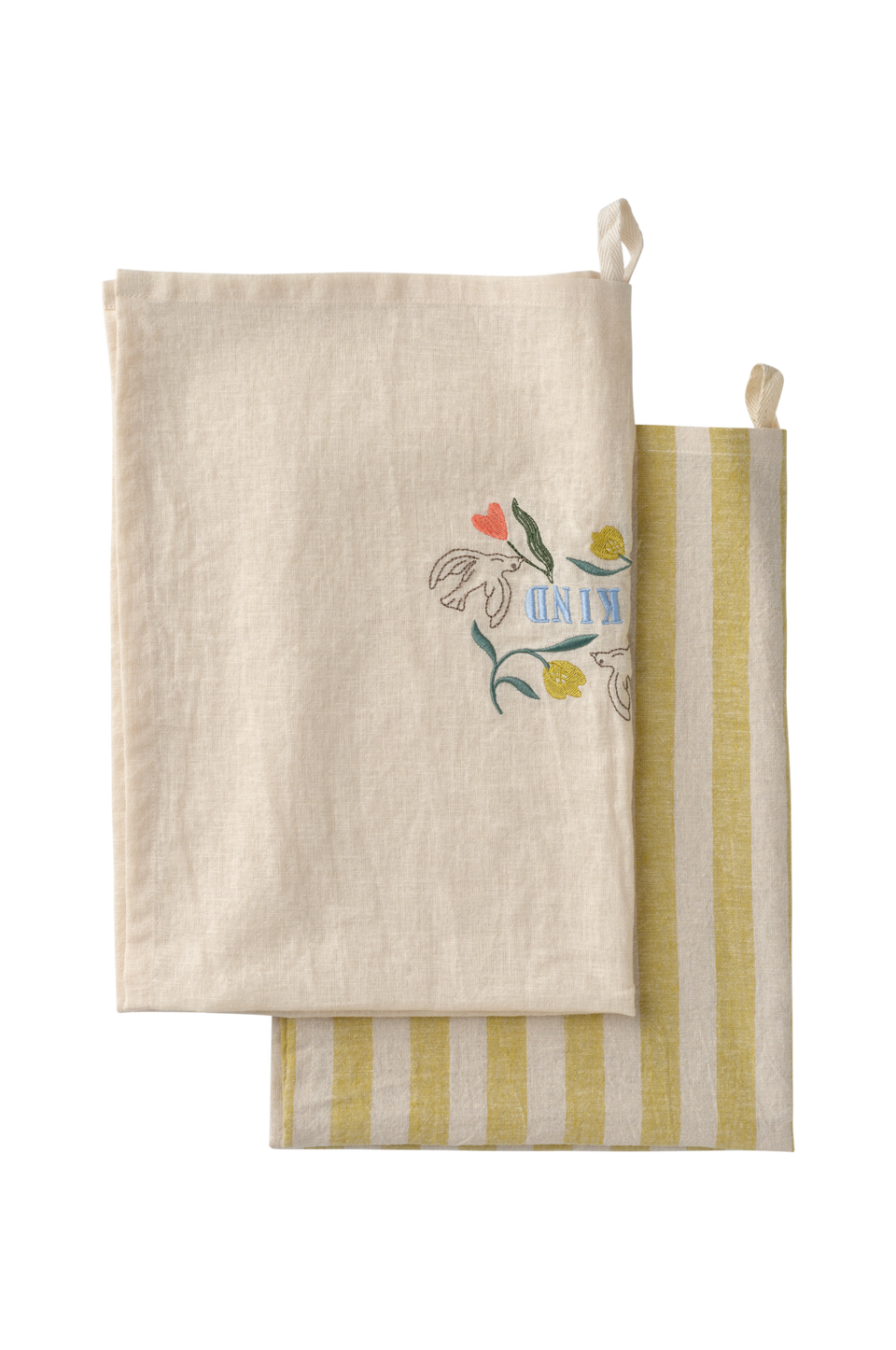 Ellos Home Kökshandduk Elly Classic Stripe i återvunnet halvlinne 2-pack, gul från Ellos Home, bild 2
