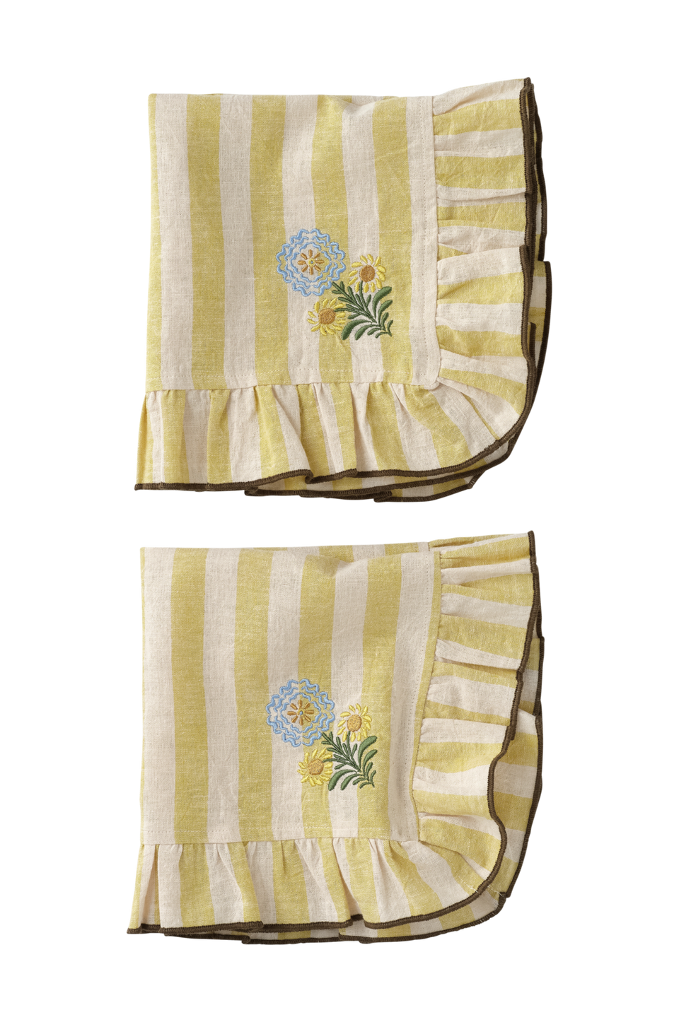 Ellos Home Servetter Elly Classic Stripe i återvunnet halvlinne 2-pack, gul från Ellos Home, bild 2