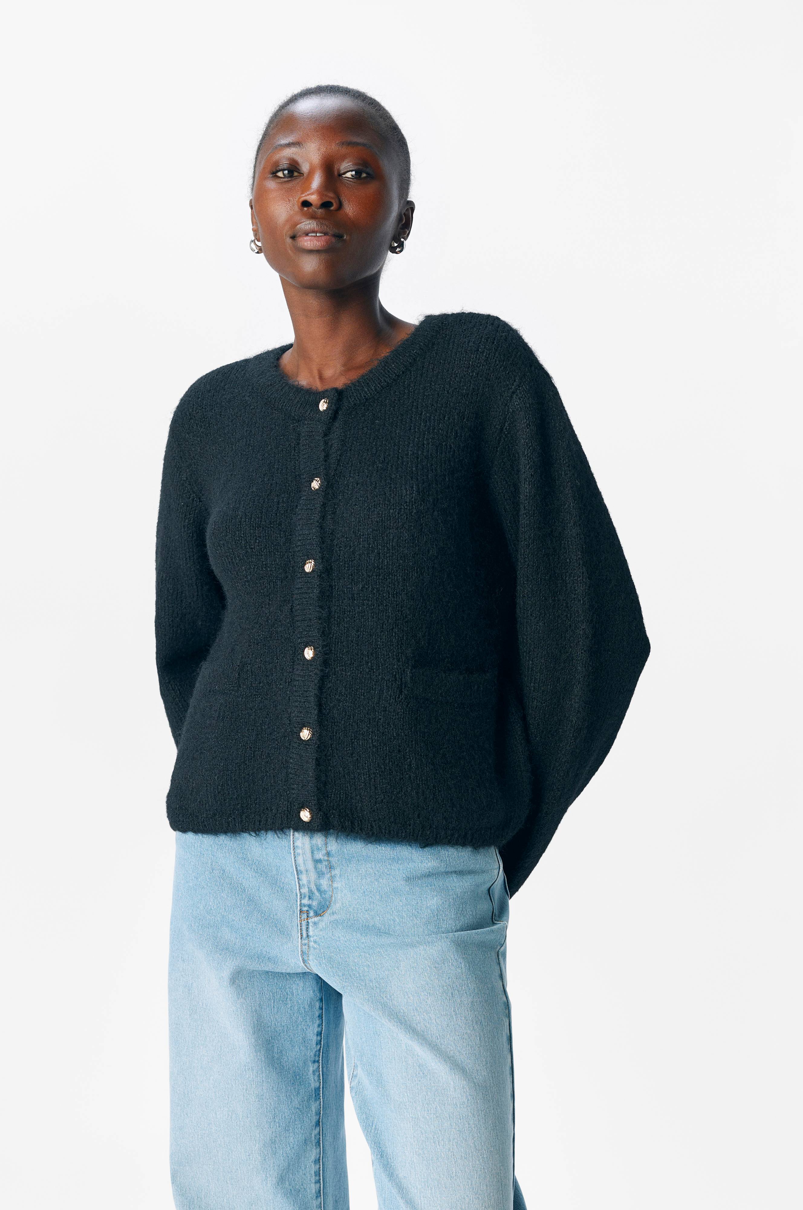 Zwarte OBJECT Vest OBJSAGGIA RE L/S KNIT CARDIGAN
