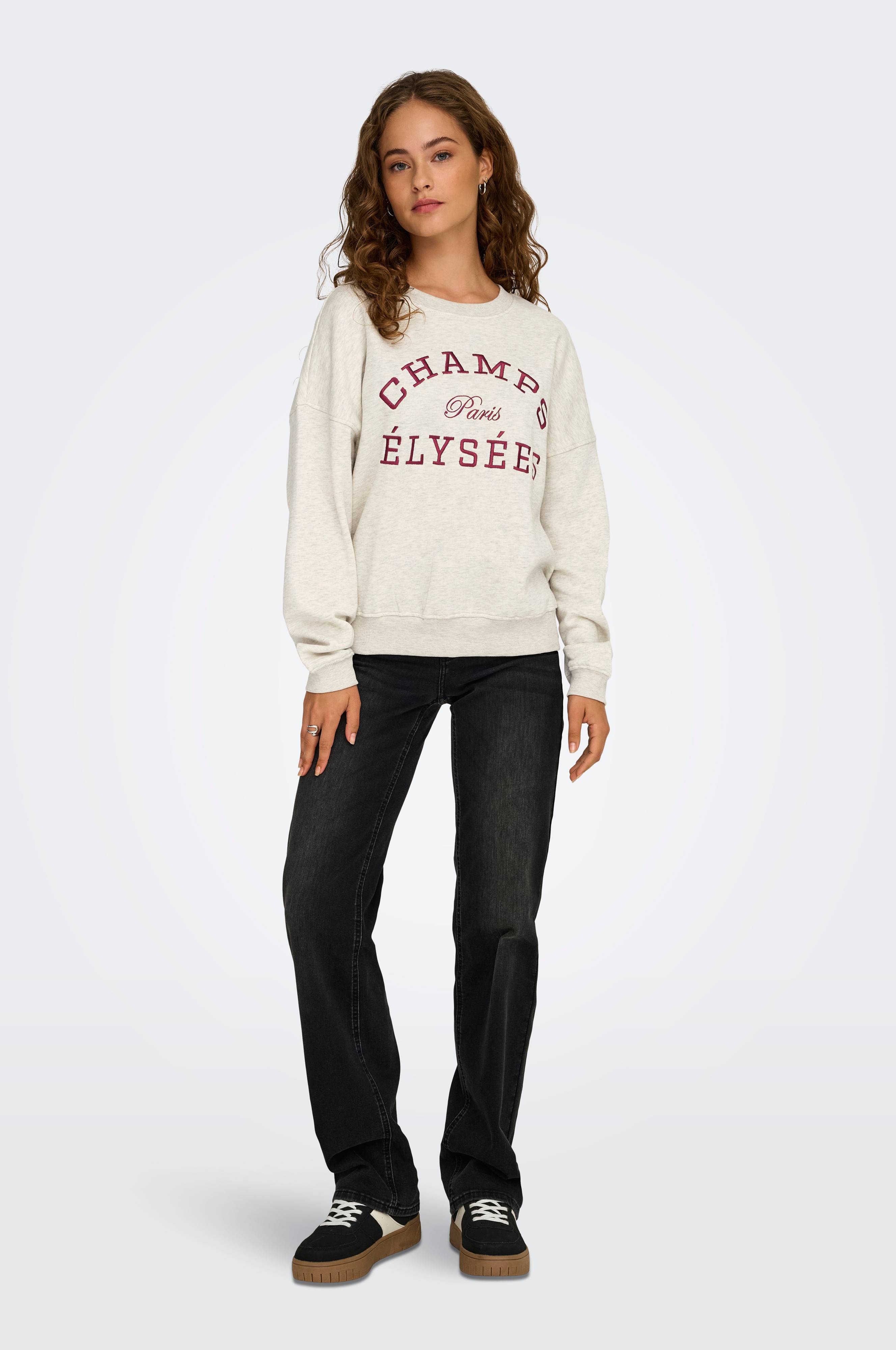 Sweat-shirt JDY Jdymesa Femme - Col Rond Manches Longues Brodé - Confort Coton Brossé - Look Décontracté - 8