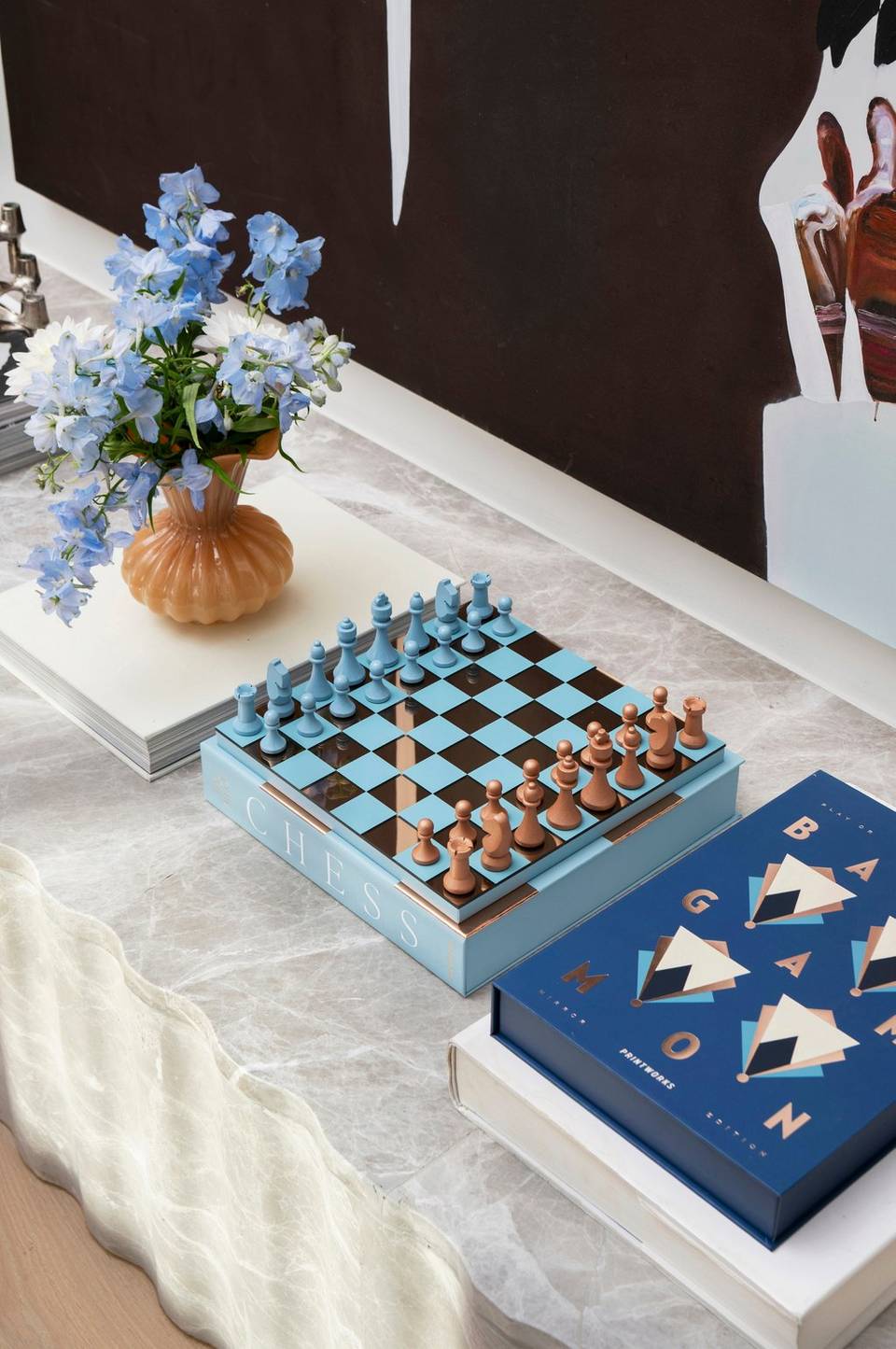 PRINTWORKS Classic Art Of Chess-spegel, ljusblå/koppar, blå från PRINTWORKS, bild 2