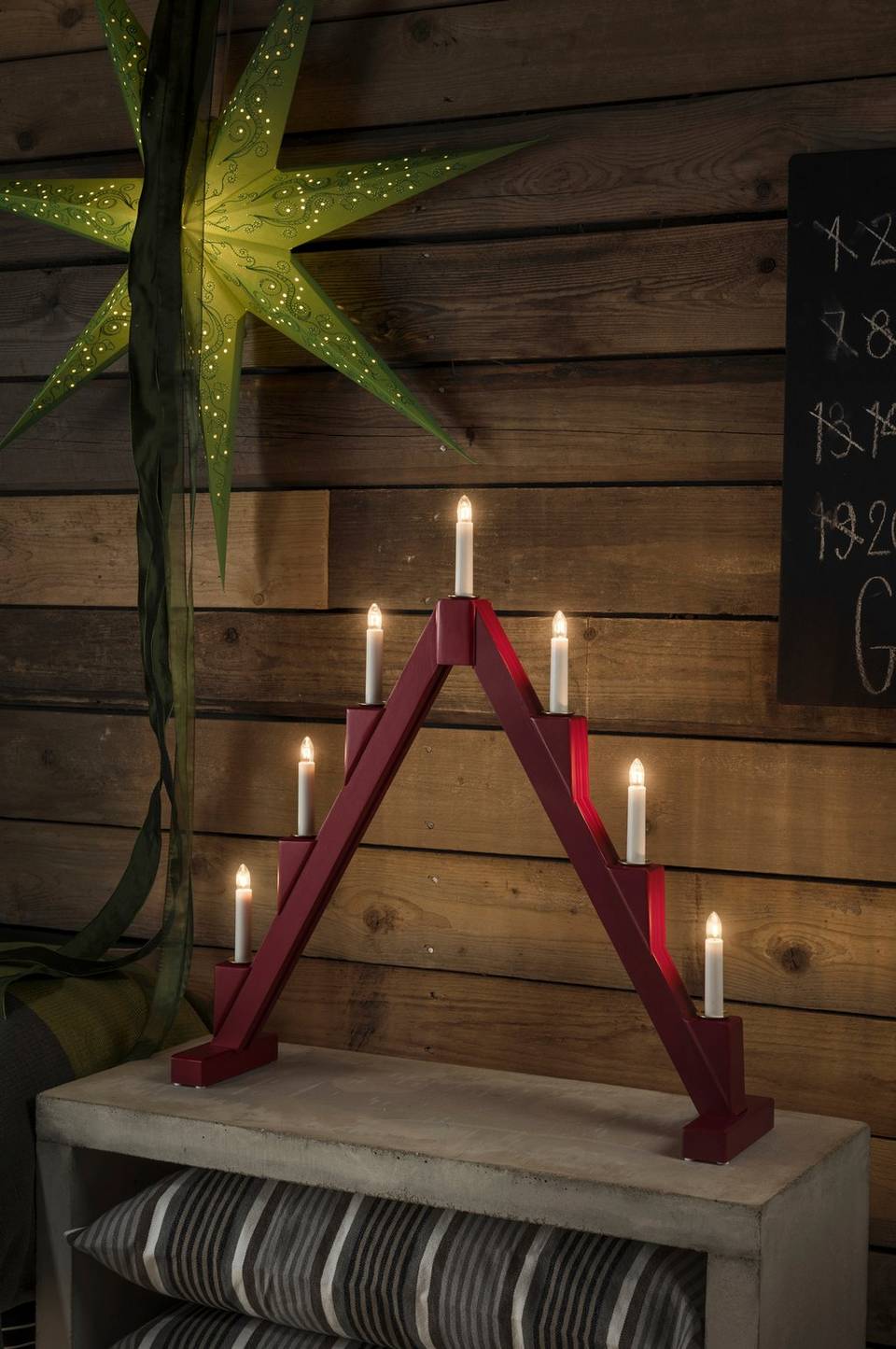 Konstsmide Hopfällbar ljusstake, 7 lampor, 56 cm, röd från Konstsmide, bild 2