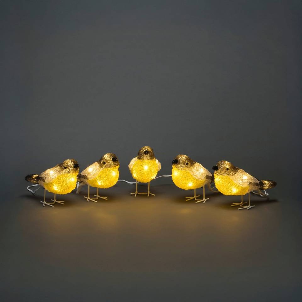 Konstsmide Fåglar i akryl, 5 st/set, LED, gul från Konstsmide, bild 2