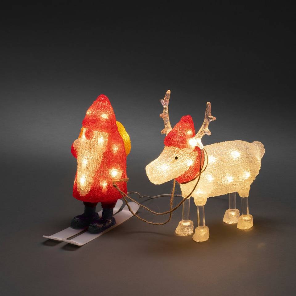 Konstsmide Akrylfigur av jultomten och renar med 40 LED-lampor, röd från Konstsmide, bild 2