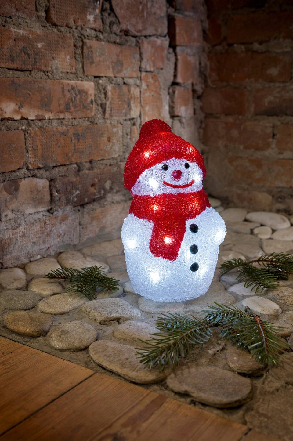Konstsmide Snögubbe i akryl med mössa, 22 cm, LED, vit från Konstsmide, bild 2