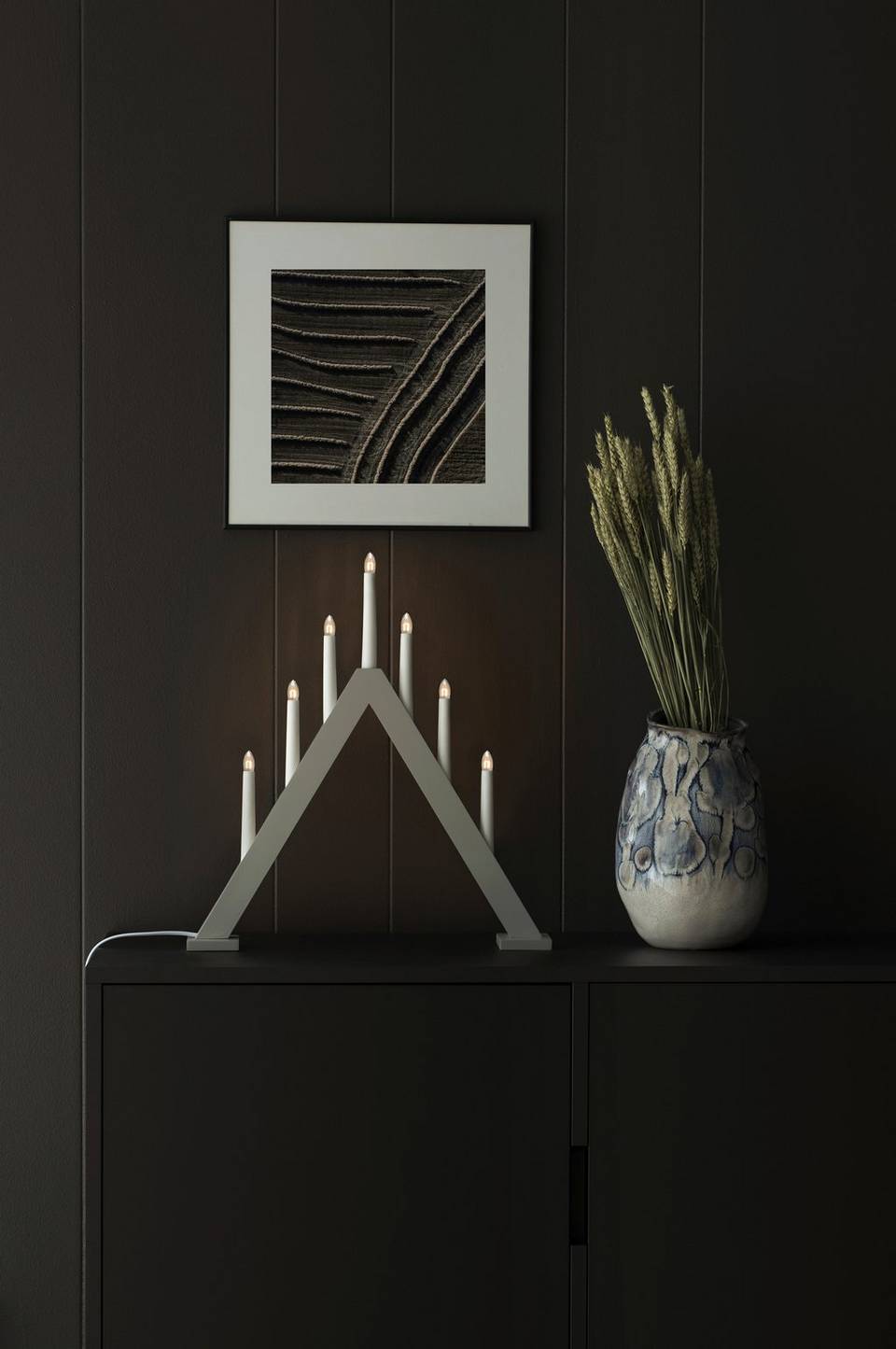 Konstsmide Ljusstake i trä, 7 glödlampor, 50 cm, grå från Konstsmide, bild 2