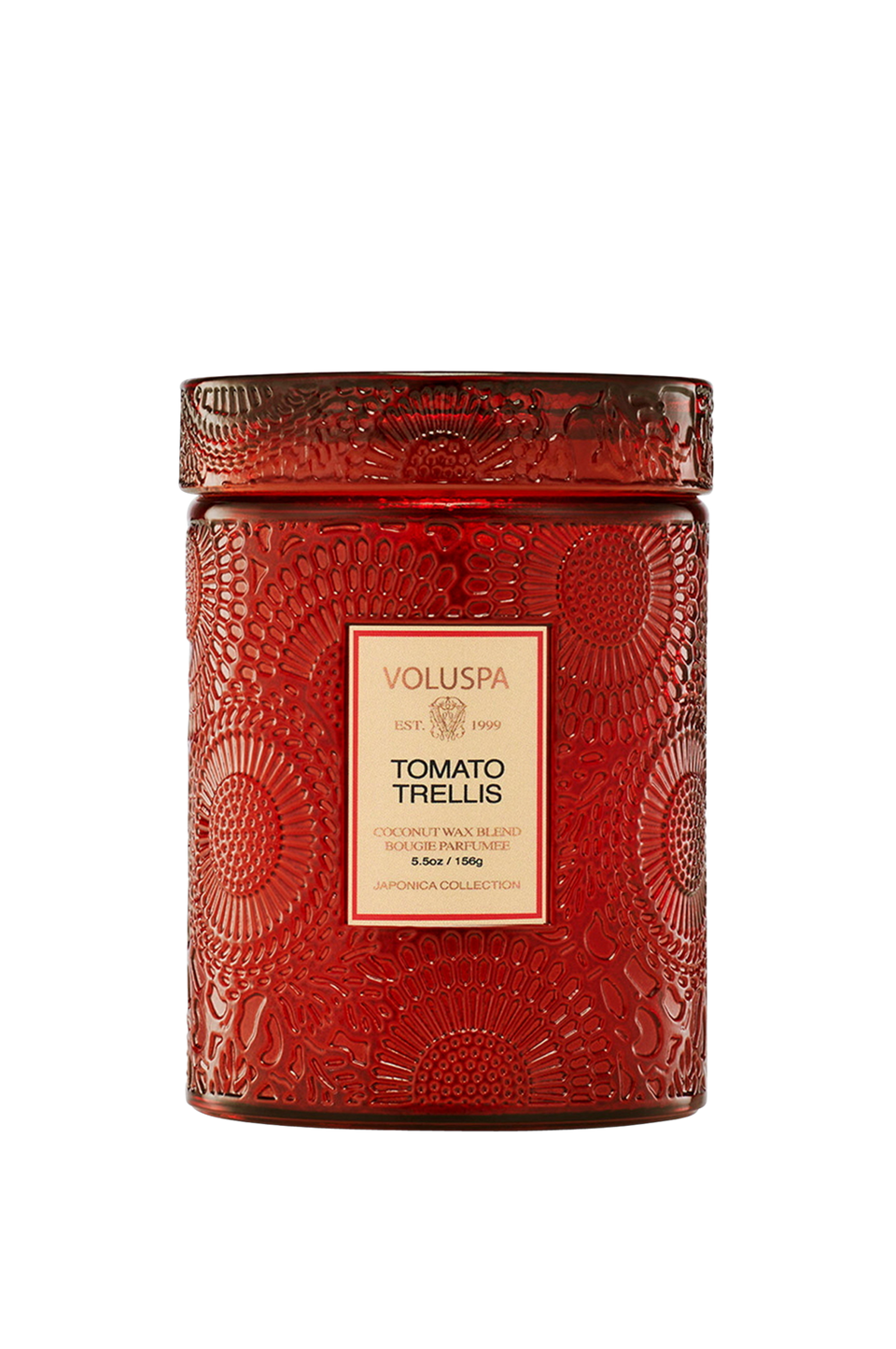 Voluspa Tomato Trellis Large Glass Jar Candle 100H, röd från Voluspa, bild 2