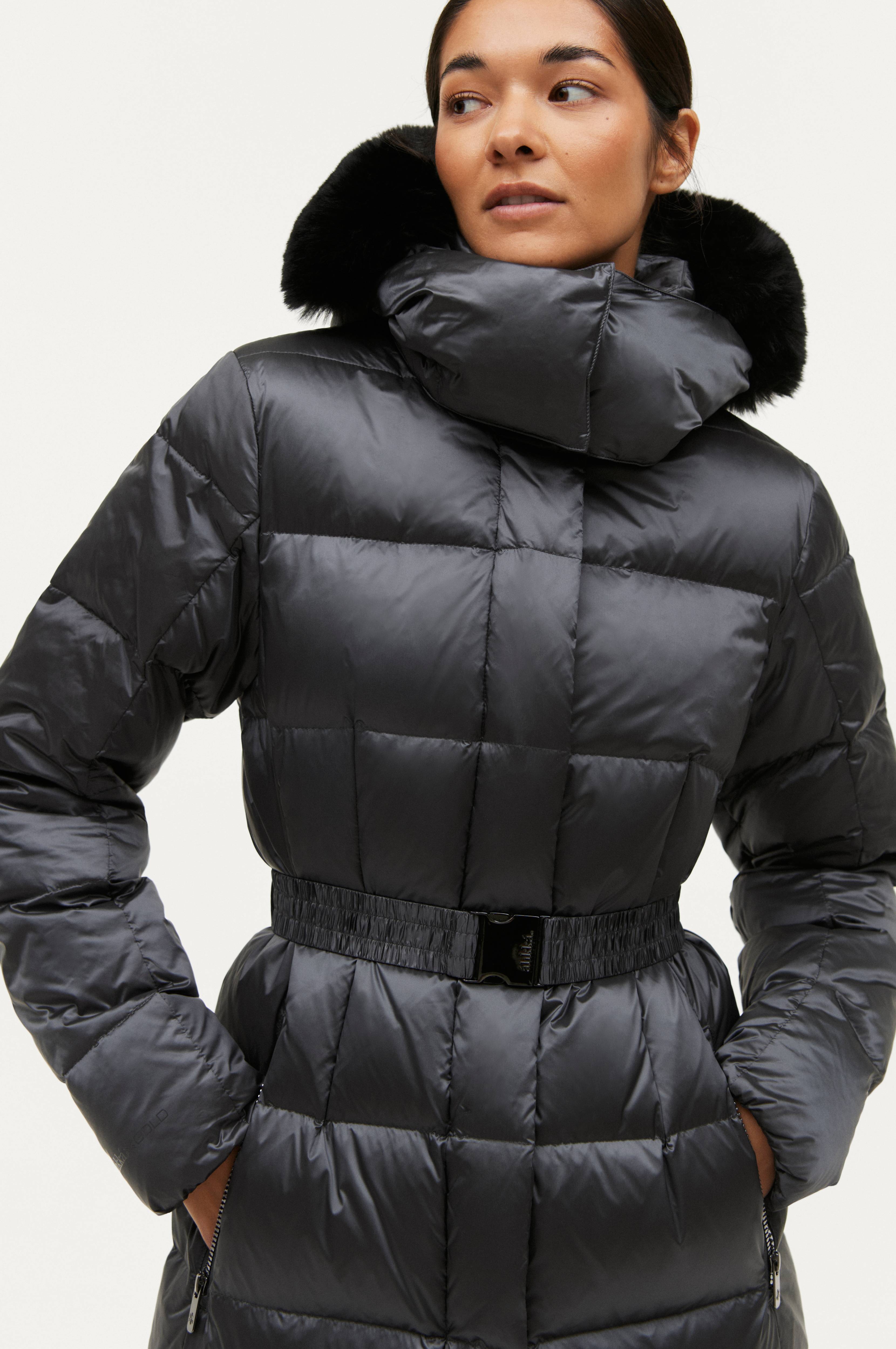 áhkká dunkappa gold long down coat shiny