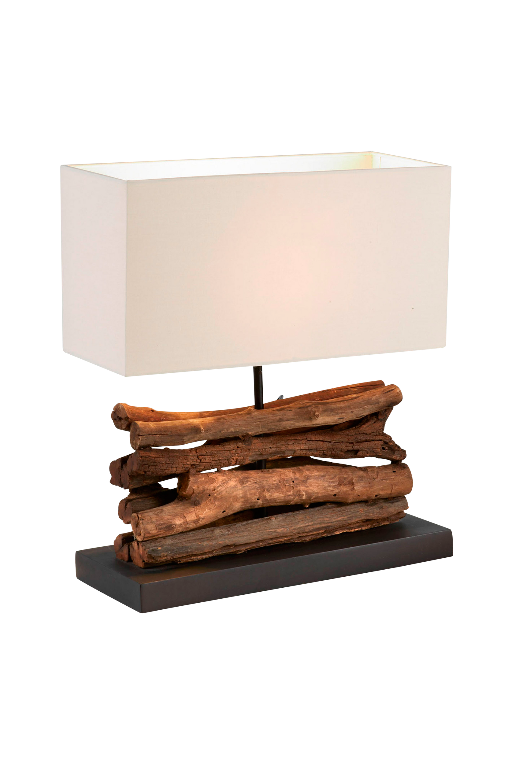 Kave Home - IAHAS bordslampa av tropiskt trä och vit lampskärm - Natur