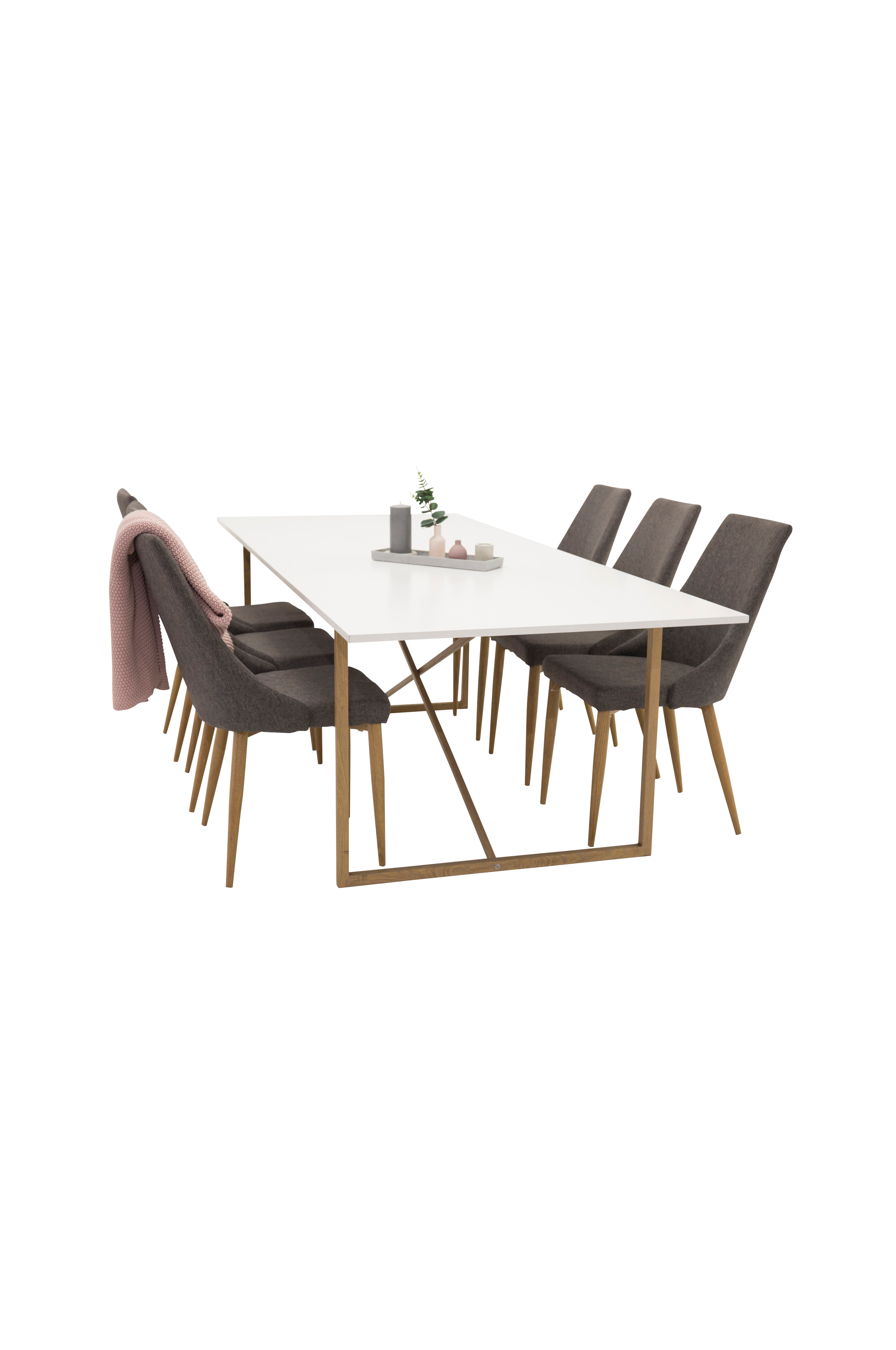 Pinner Bord / Eik + Linnea Spisestol eik (6pk) Hvit Møbler Homeroom