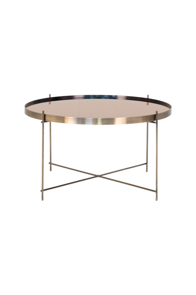 Sofabord Louisville, Ø 70xh40 cm, messing understell