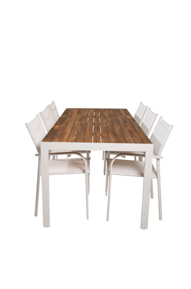 Spisegruppe Bois med 6 spisestoler Santorini